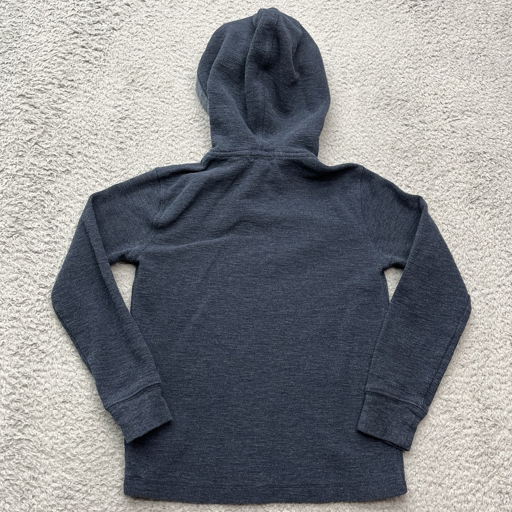 Polo Ralph Lauren 1/4 Button Sweater Boys 7 Blue Gray Hoodie Pony Preppy - Picture 2 of 9